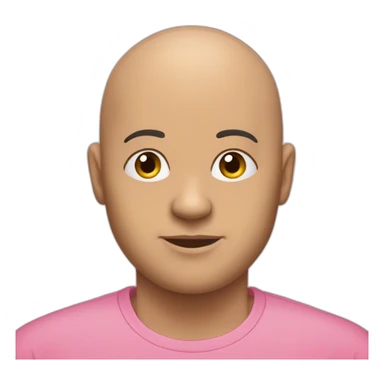 bald thirty-year-old with a pink shirt, no hair on his head but bald on top, quite corpulent but not too much sticker