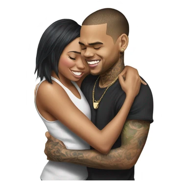 Hyper Realistic Chris Brown hugging Karruche Tran sticker