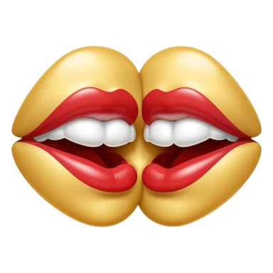 A seductive pair of slightly parted lips emoji made of liquid silver chrome, smooth glossy metallic surface, soft sensual curves, subtle reflections, luxury sexy aesthetic, minimal iOS emoji style, centered composition, clean white background, soft studio lighting, no text sticker