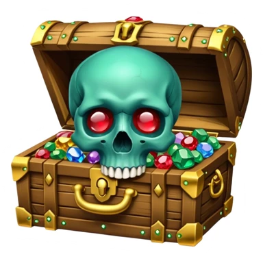 Human skull inlaid with gemstones in jungle treasure sticker