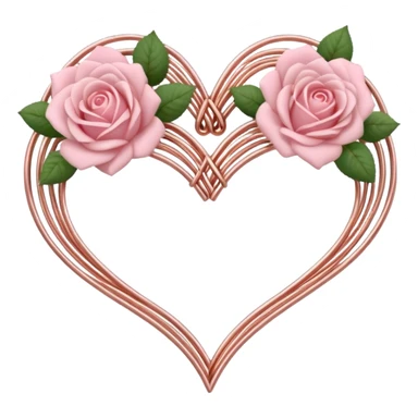 Rose-gold met wires tied into a heart shape with pastel pink roses adorning it sticker