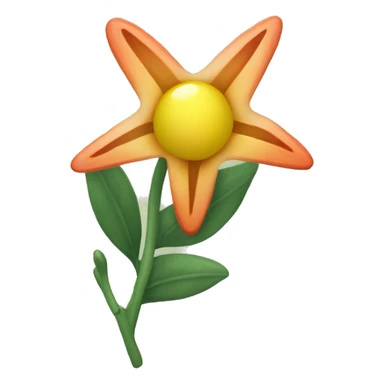 Create an emoji of a small, star-shaped flower with a greenish-yellow color. Inside the flower, include a small, round, reddish-orange berry. sticker