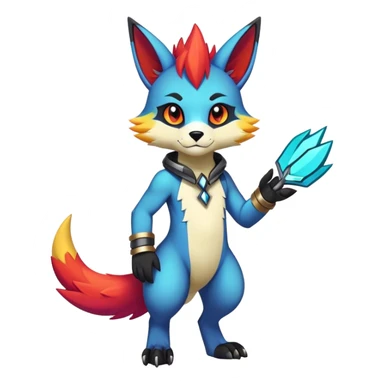 Edgy colorful anthro fursona Fakemon sticker