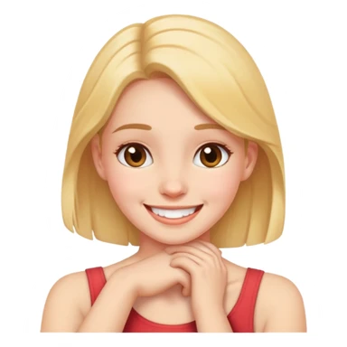 A girl holding her neck  smiling sticker