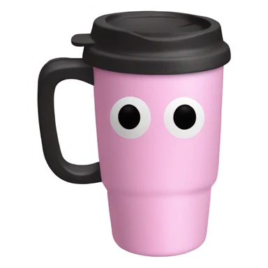 pink travel mug with a handle - no face sticker
