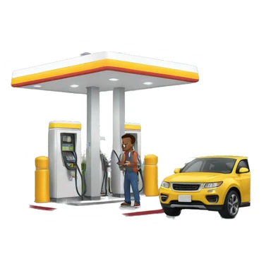 man is filling up car at gas station sticker