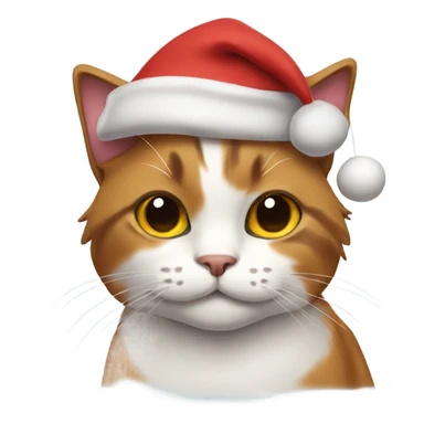 Calico cat in a Santa hat sticker