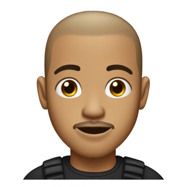 Light skin black man with buzz cut with black goatee beard covering his chin with a broad head and slim face with big lips and flared up nose and ears pointing outwards sticker