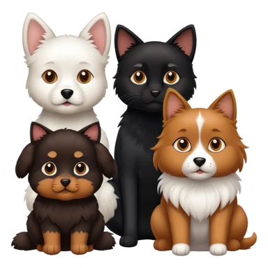 1 brown dog, 1 black and white dog, 1 black cat sticker