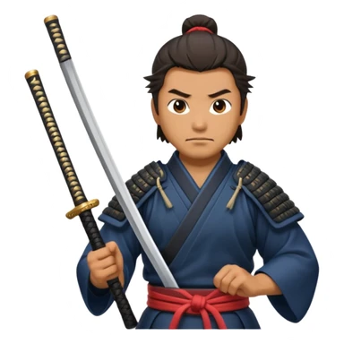 man samurai holds katana, still pose. sticker