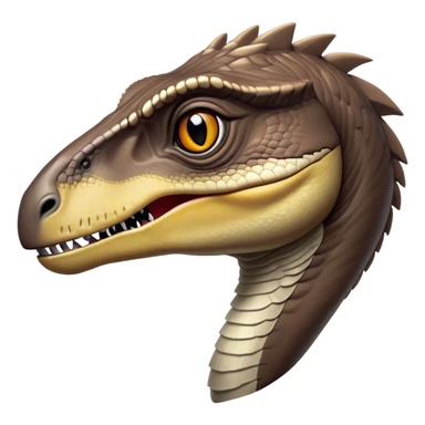 Cinematic Noble Velociraptor Portrait Emoji, Poised and agile, with a slender, streamlined build, sharp, cunning eyes, and a sleek snout hinting at predatory precision, Simplified yet sharply defined features, highly detailed, glowing with a cool, dynamic radiance, high shine, intelligent and swift, stylized with an air of agile prehistoric grace, focused and alert, soft glowing outline, capturing the essence of a watchful and confident Velociraptor that appears ready to dash out of the screen with effortless speed! sticker