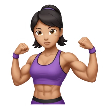 asian girl flexing extremely muscular body sticker