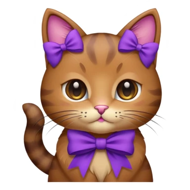 Brown kitty with a purple bow sticker