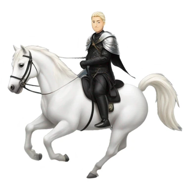 warrior in black suit riding on a white horse sticker