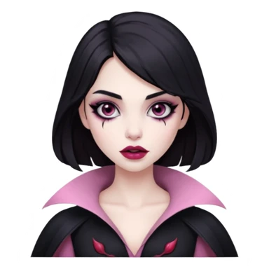 девушка вампир с темными волосами, очень бледной кожей и черным макияжем глаз sticker