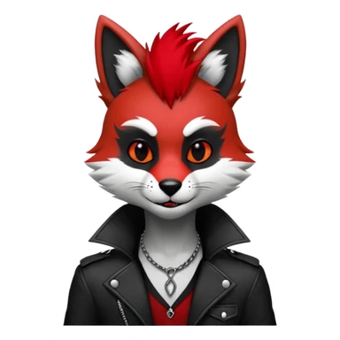 Anthropomorphic Anthro Furry punky gothic black white and red badass cool stylish handsome smexy Animal-furry-fursona sticker
