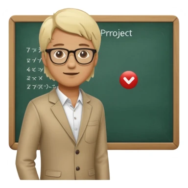 silhouette of a light-haired man standing next to a project board sticker
