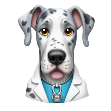 Blue Merle Great Dane wearing a doctor costume  sticker