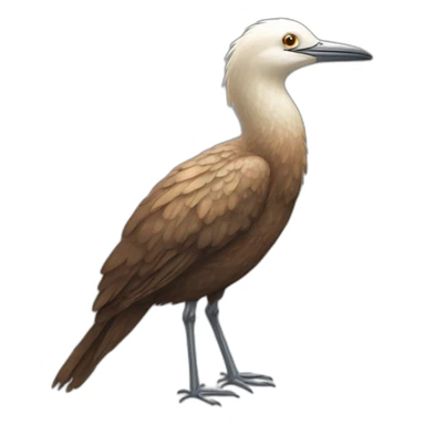 fluffy wet brown sea bird with white flecks and long legs and long upturned beak sticker