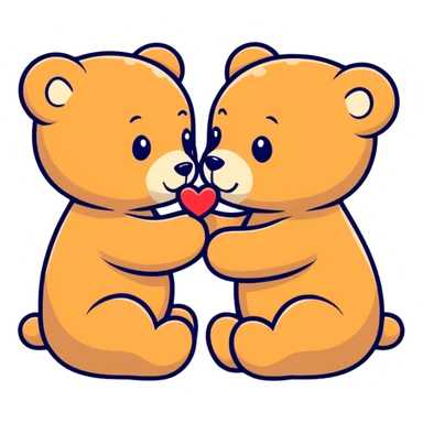 Teddy bears kissing  sticker