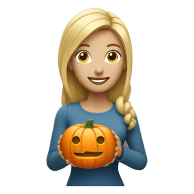 Blonde woman holding a pumpkin sticker