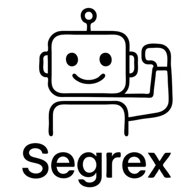 smiling robot head with an elbow sign and the word 'Segrex' sticker