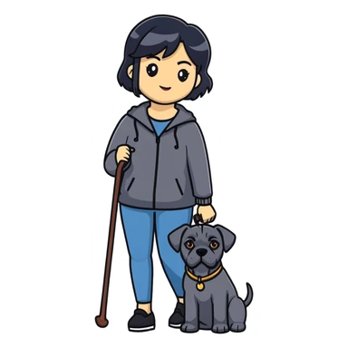 Elegant woman with black hair posing with Cane Corso dog sticker