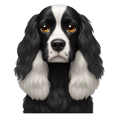 Small completely black king spaniel with black fur on his whole face and white fur on chest sticker