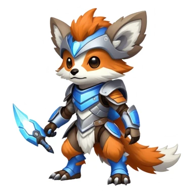 Epic Edgy Cute Colorful Vibrant Brown, Grey, Beige, White, Orange, Blue, Modern Vernid-Protogen-creature-animal, full body sticker