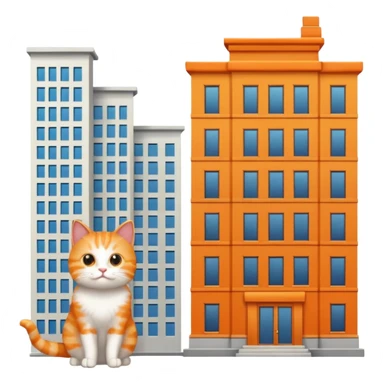 a cat that is 90 feet tall next to a building sticker