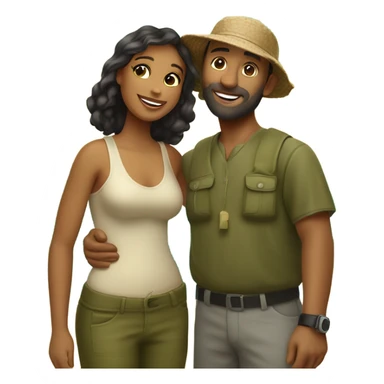 Latina island girl with Caucasian fisherman husband in love on an island  sticker