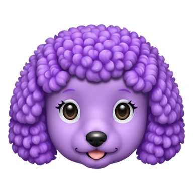 Make an emoji of a purple poodle face. sticker