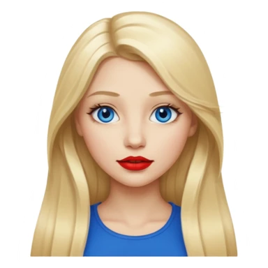 Long hair blonde girl red l;ipstick  sticker