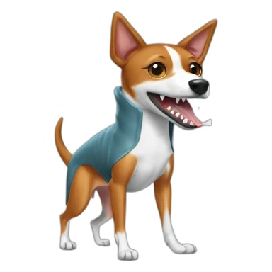 Basenji dressed like a shark sticker