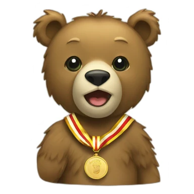 bear with gold medal sticker