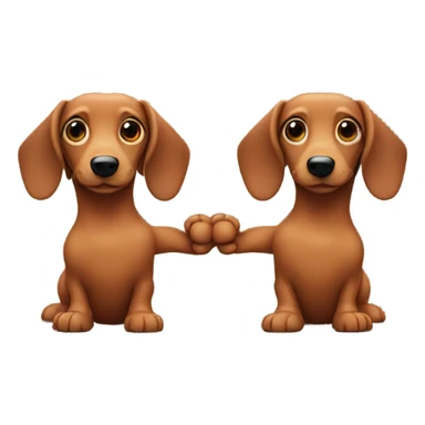 2 wiener dogs holding hands sticker