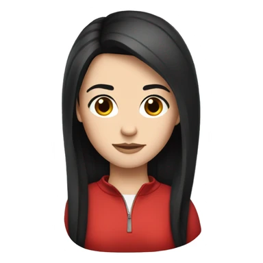 White girl red half zip black hair sticker