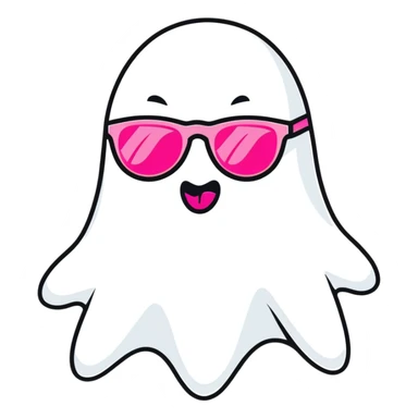 Ghost with pink sunglasses and sticking its tongue out ￼ sticker