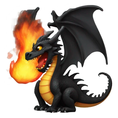 Black dragon blowing fire sticker