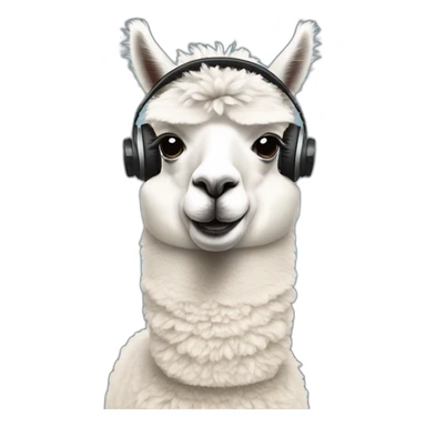 alpaca wearing headphones sticker