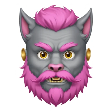 gray warewolf with pink beard and gold circle earring  sticker