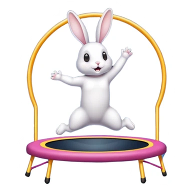 rabbit jumping on trampoline with starry sky and mirror sticker
