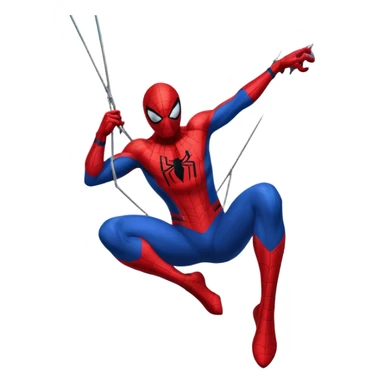 Spiderman swinging with a web, city background sticker