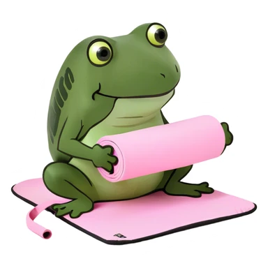 A blonde white girl in a light pink fitness suit with a full-length fitness mat sticker