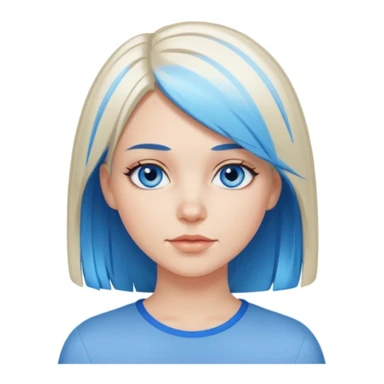 White Girl with straight short layered hair with blue streaks, blue eyes sticker