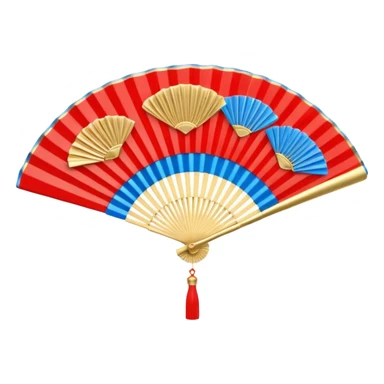 3d emoji of a japanese hand fan in glossy circuit design sticker