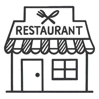 restaurant icon, hand drawn black outline sticker