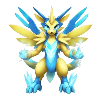 Celestial Powerful Sparkle-Crystallic Colorful Vibrant Colors Flying Advanced Zeraora-Aurorus-Fakémon-Legendary-Pokémon-Creature Full Body sticker