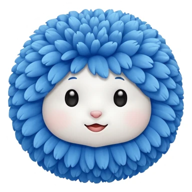 Blue and white pompom sticker