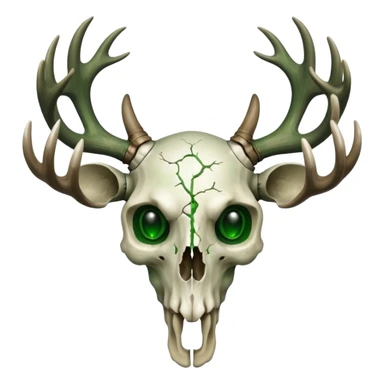 Deer skull with green heart eyes sticker